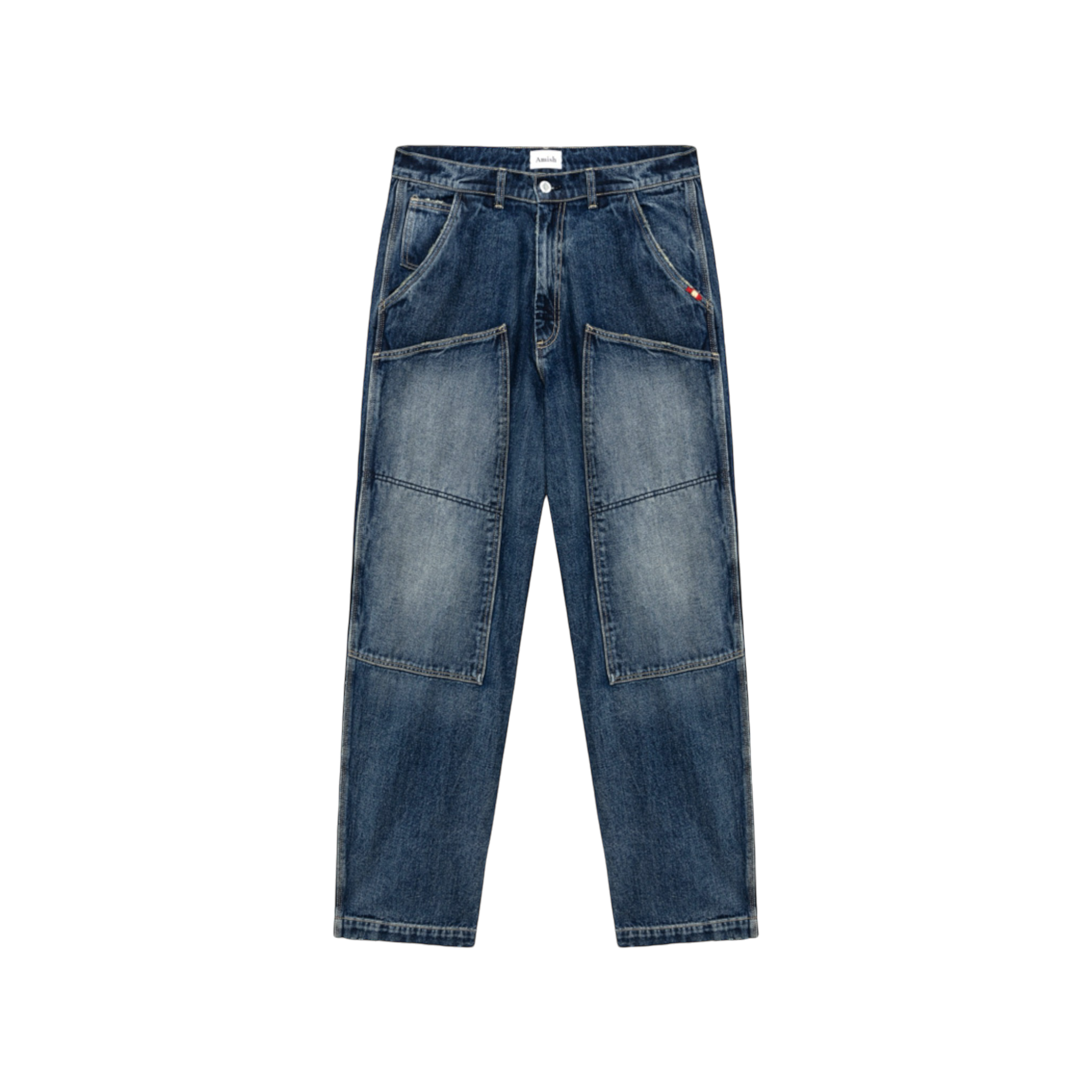 AMISH - SUPER KNEE DESERT WASH JEANS BLUE